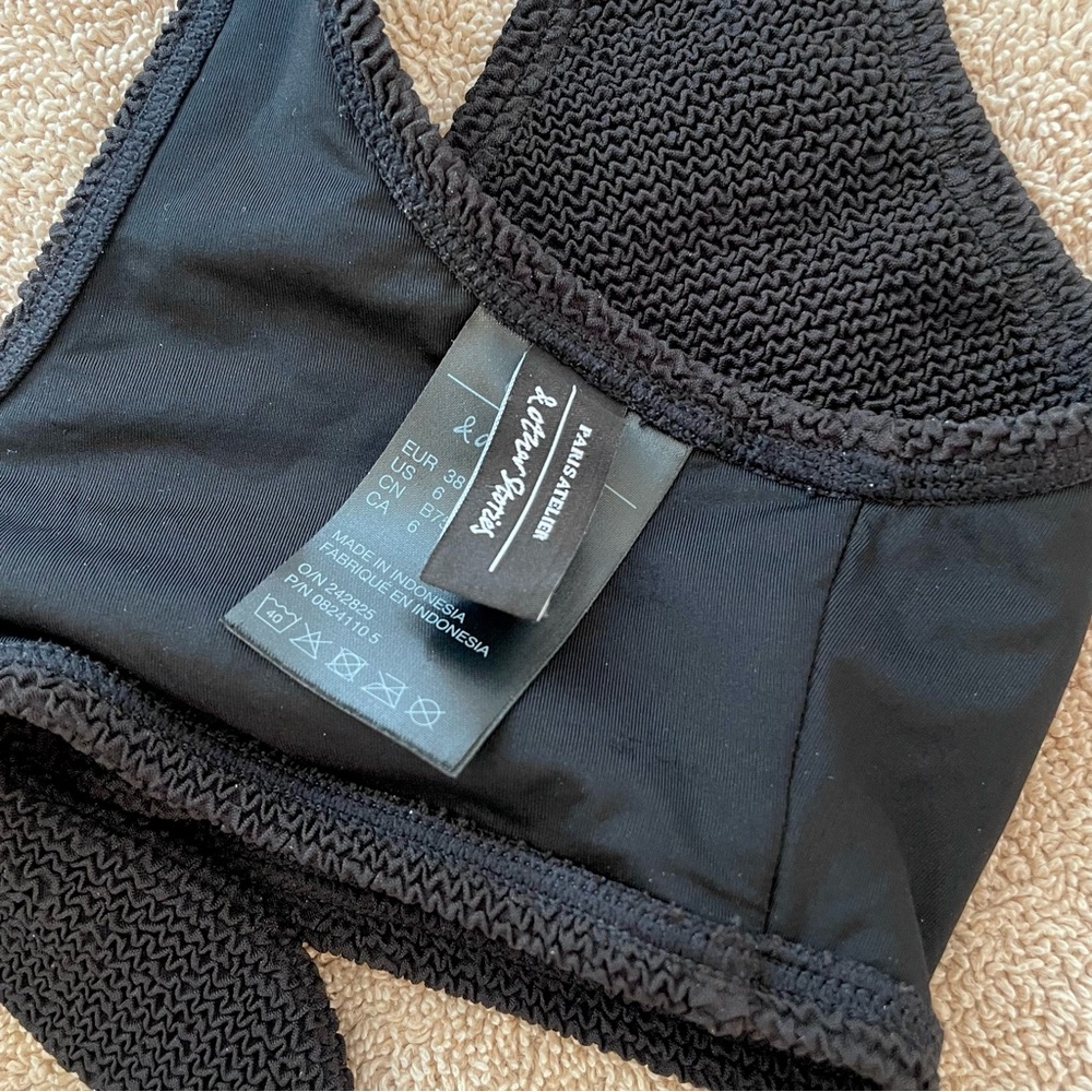 & Other Stories- Black Crepe Tie Up Bikini Minimalist Swimwear- Top 6 / Bottom 8 - Picture 11 of 15
